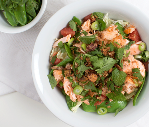 Asian Salmon Salad with Pink Grapefruit