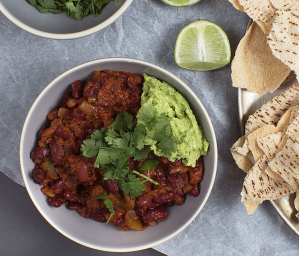 Mexican Beans with Pita Bread and Lime